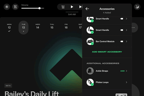 Adding pilates loops in settings on Tonal