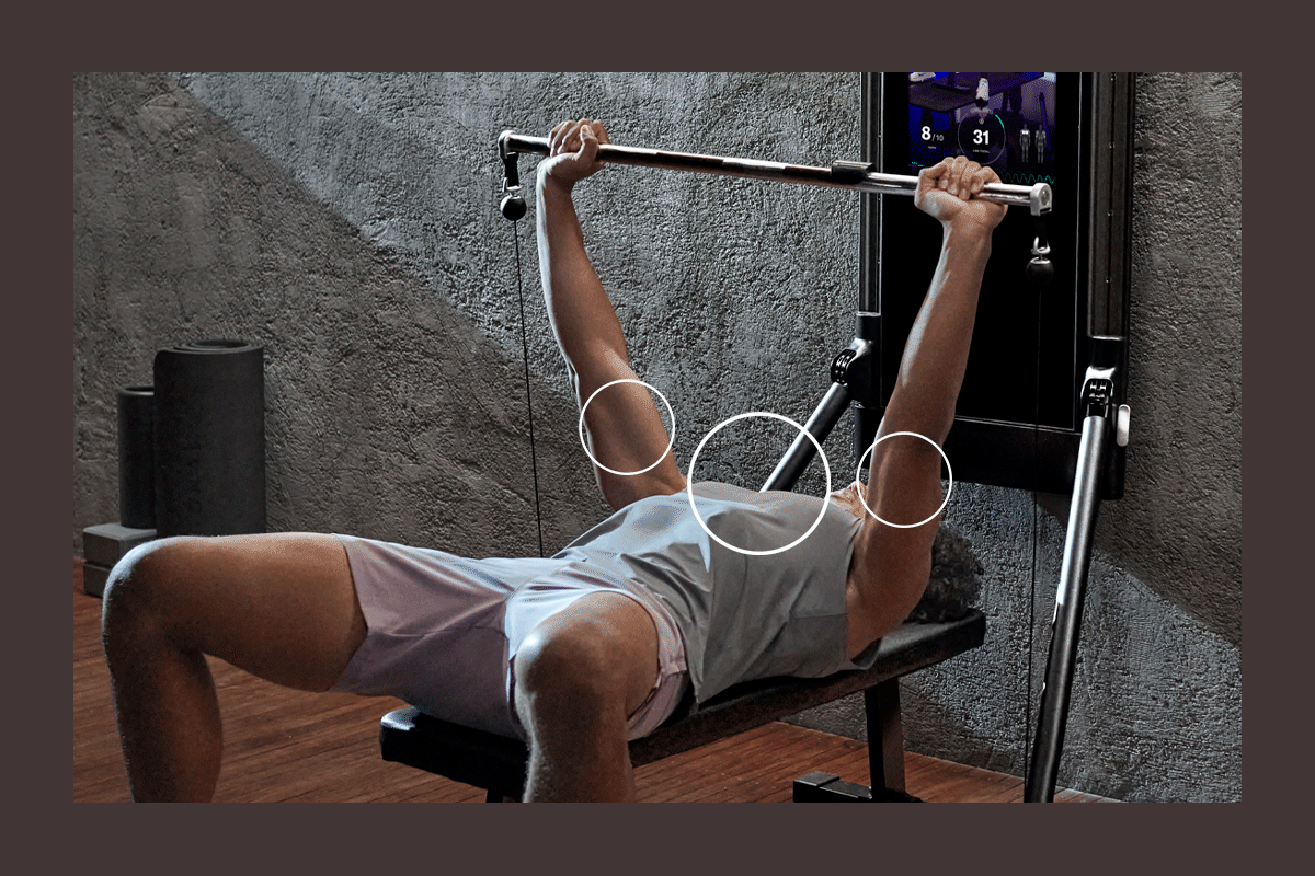At-home chest and triceps workout on Tonal.