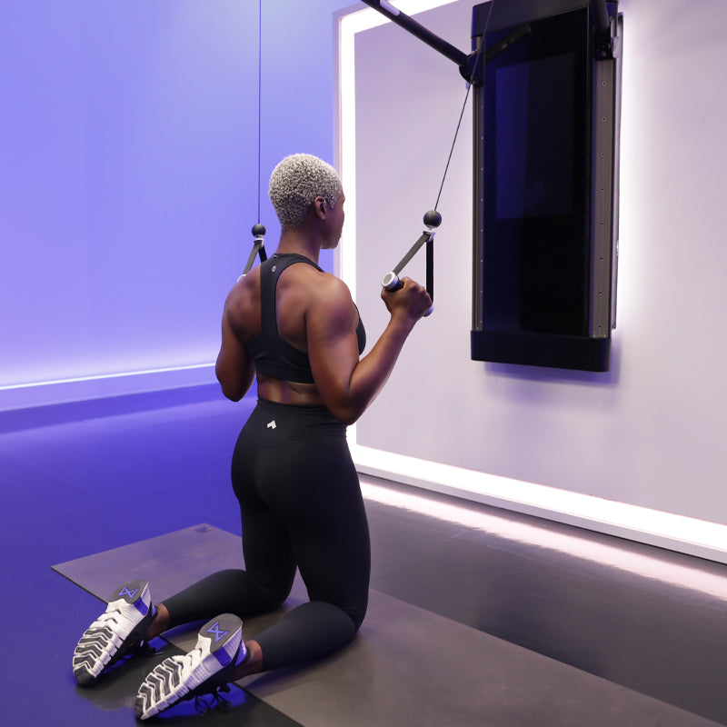 Neutral lat pull down; at-home back workout