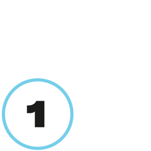 Black number '1' in a blue circle on a white background