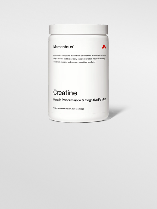 Momentous Creatine supplement container on a white background