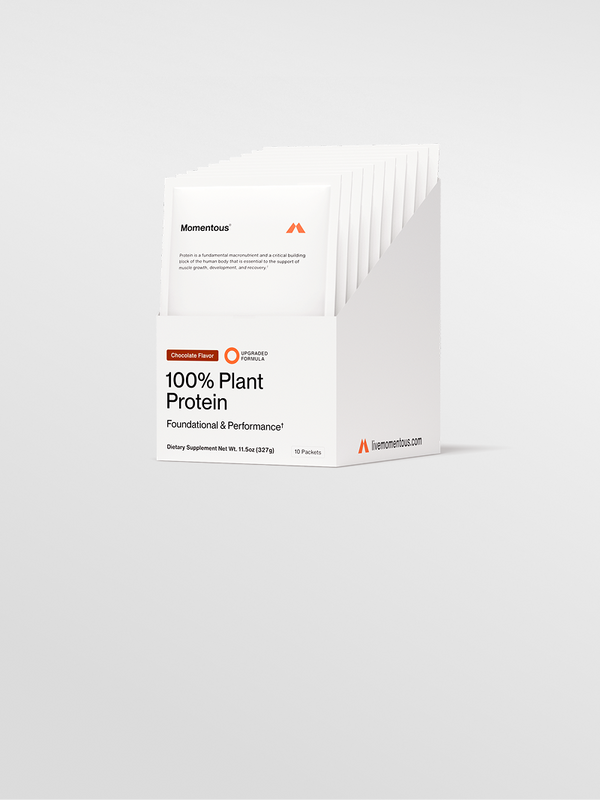 Box of Momentous 100% plant protein packets