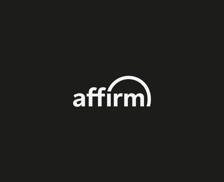 White 'affirm' logo on a black background