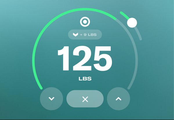Digital weight display showing 125 lbs on a teal background