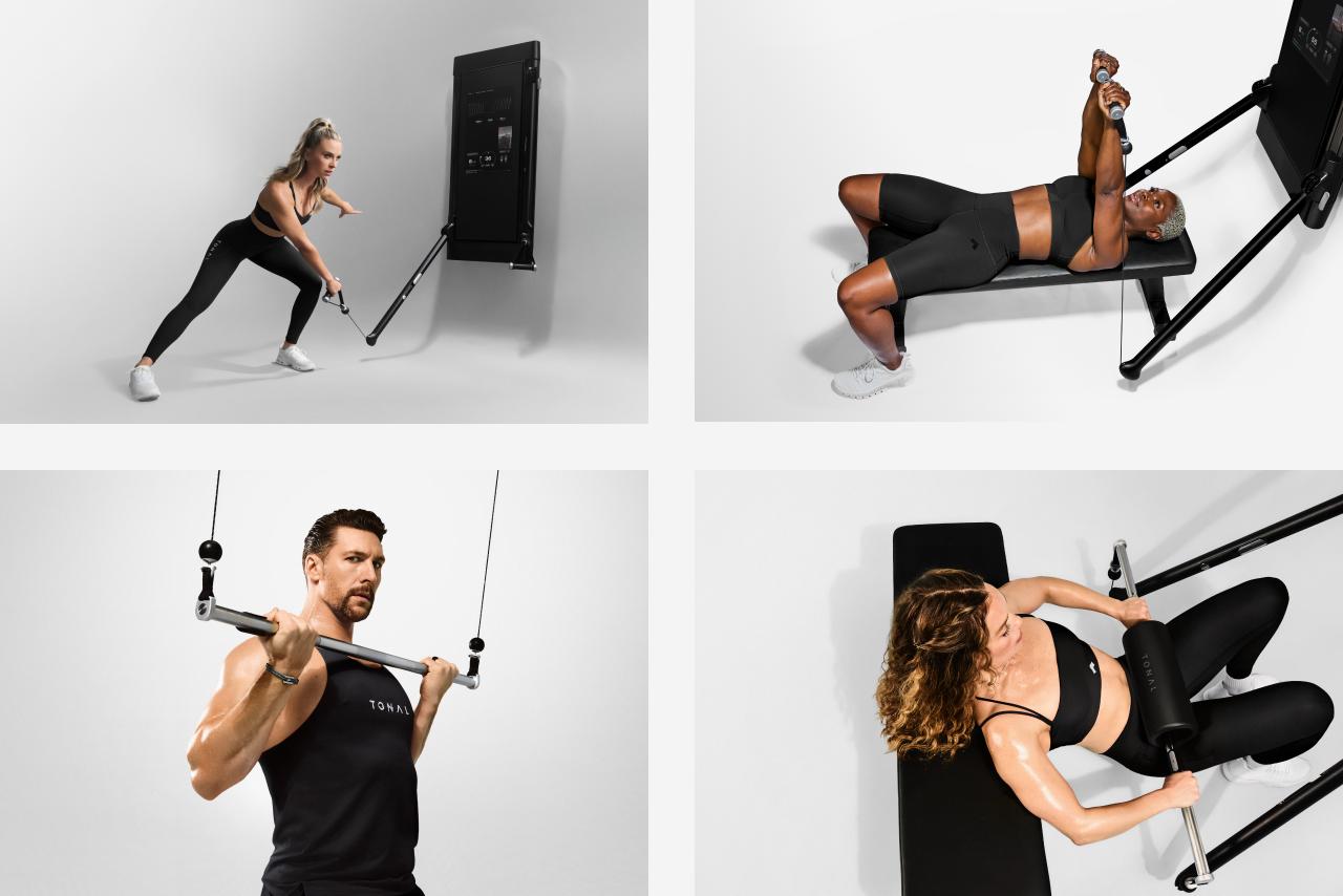 Four different exercises performed using a  Tonal Machine