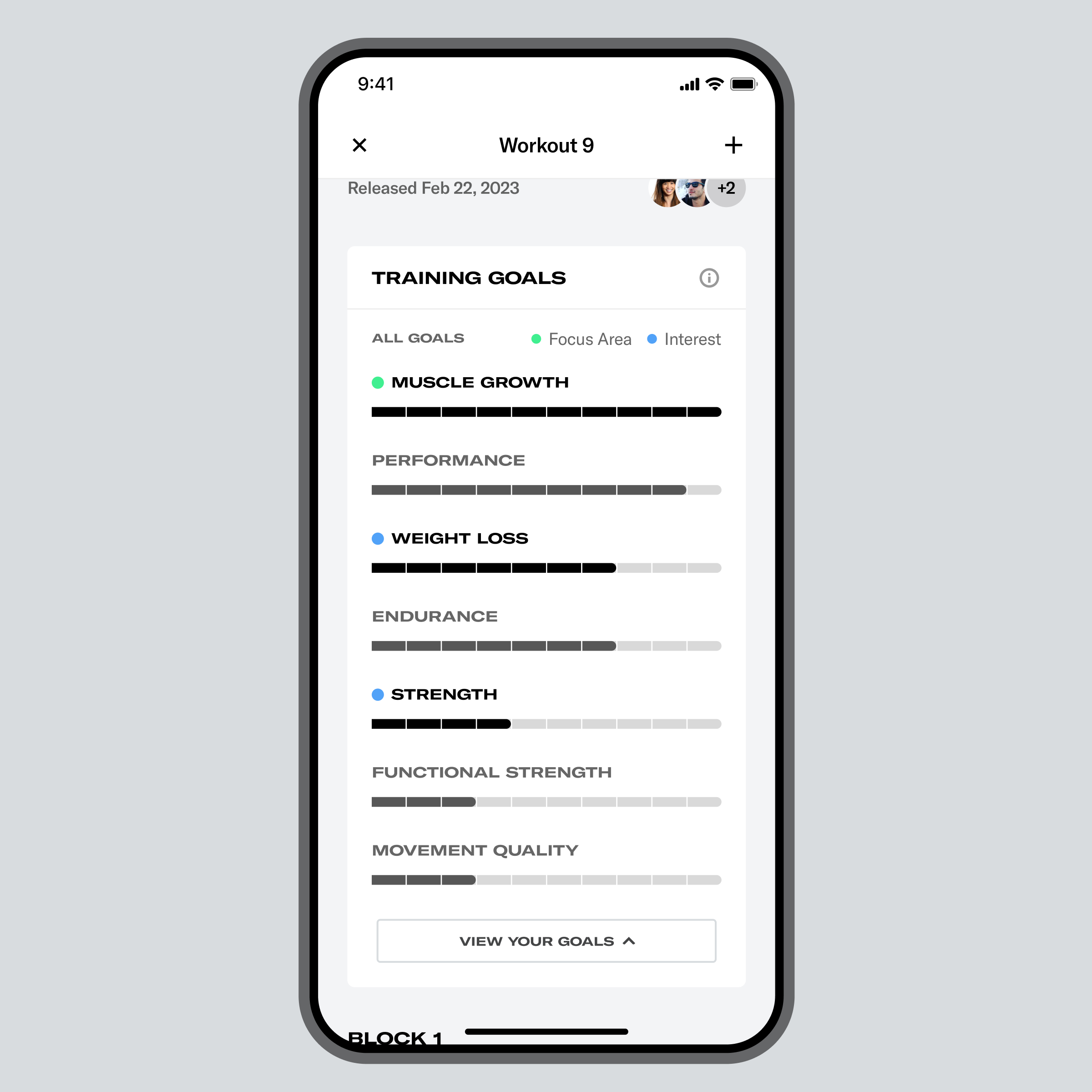 The enhanced workout details in the tonal mobile app.