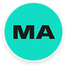 MA letters on teal circle