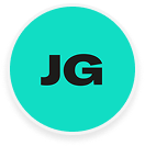 JG letters on teal circle
